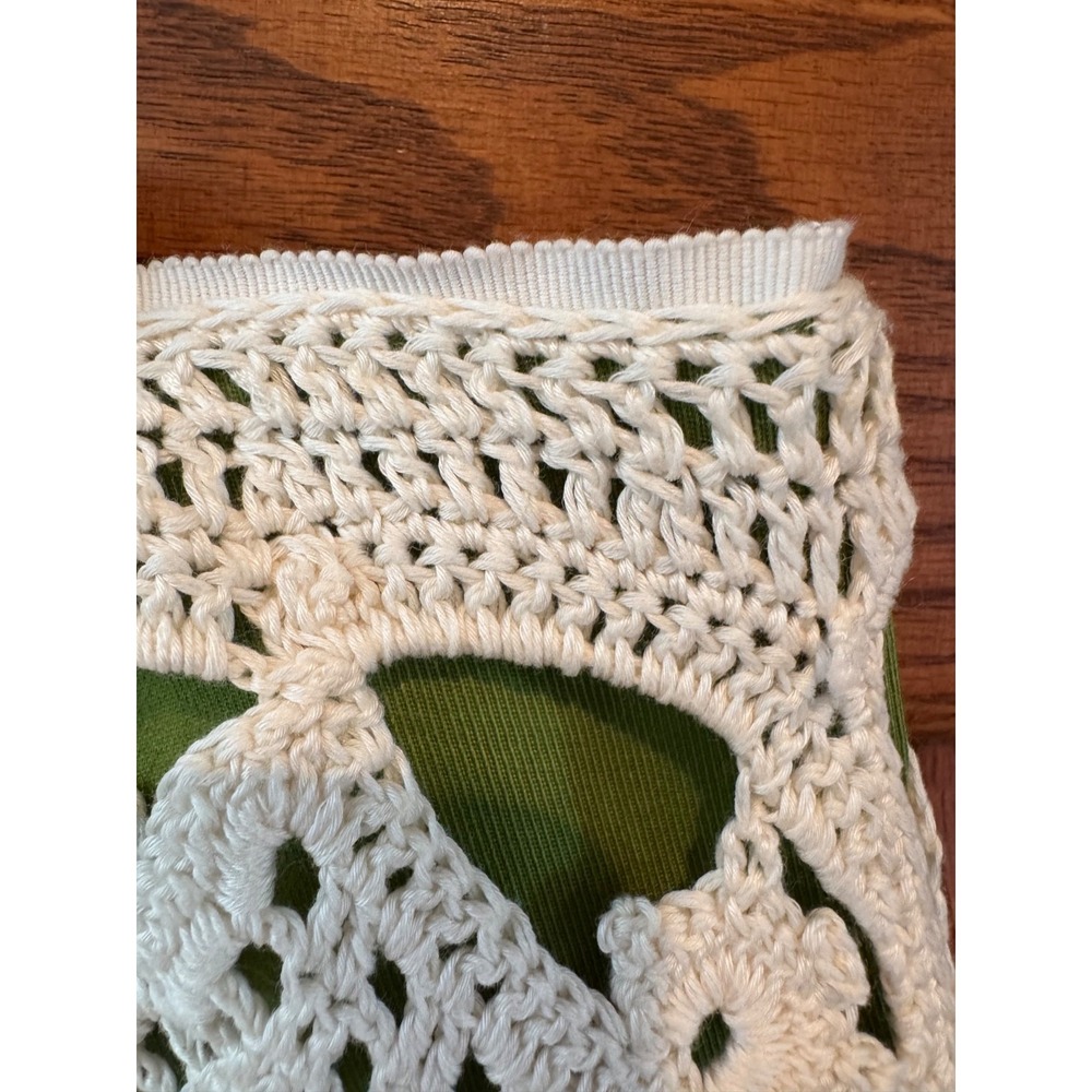 Tory Burch Green White Cotton Crochet A Line Knee Skirt Size M $425 boho country - Picture 6 of 8